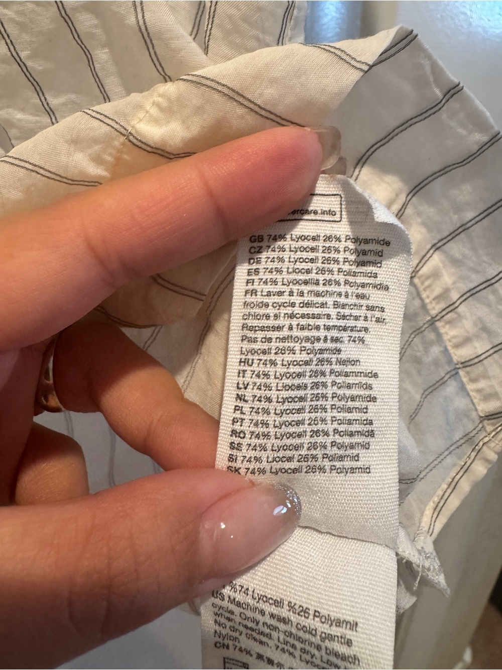 & Other Stories Cream and Gray Striped Short-Sleeve Button-Down - Picture 8 of 10